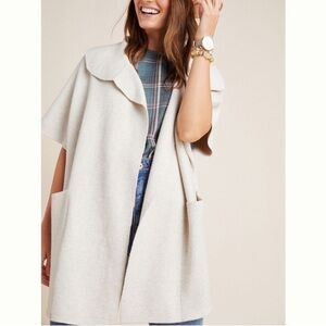 Akemi & Kin Anthropologie Ivory Oversized Poncho Cardigan with Pockets